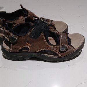 Ecco Brown and Black Outdoor Sandals with Adjustable Straps